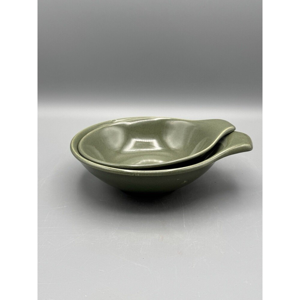 MCM Russel Wright Steubenville American Modern Cedar Green Lug Handle Bowls